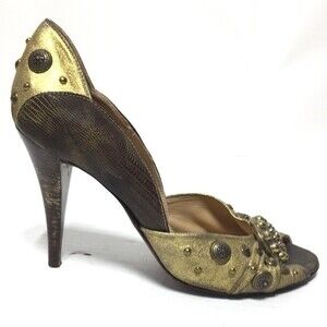 Guillaume Hinfray Embellished Peep-Toe Pump 37.5